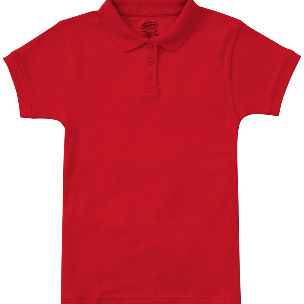 Classroom 58582 Girls Short Sleeve Fitted Interlock Polo Red
